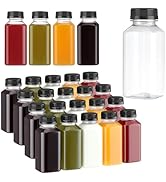 VOLCANOES CLUB 8oz Clear Plastic Juice Bottles with Screw Caps - Food Grade/Reusable/Leakproof