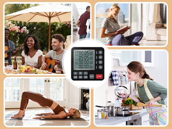 TPNEG Digital Kitchen Timer - 4-Channel Cooking Timer with Alarm