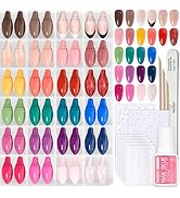 Beetles Press On Nails Kit - Rainbow Gleam | 720Pcs 24 Colors Short Almond Press On Nails | 15 Si...