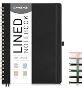 AHGXG Lined Spiral Notebook 8.5" x 11", A4 Large Notebooks for Women Men, Hardcover Leather Noteb...