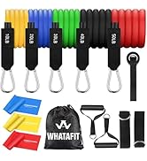 WHATAFIT Resistance Bands, Exercise Bands, Workout Bands with Handles, Door Anchor and Ankle Stra...