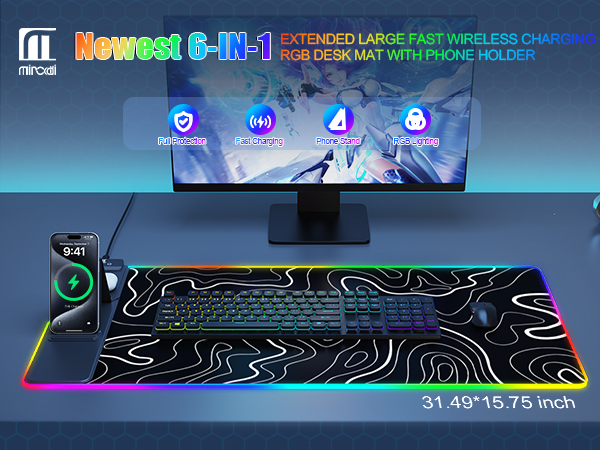 wireless charging mouse pad rgb