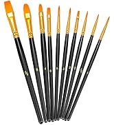 BOSOBO Paint Brushes Set, 10 Pieces Round Pointed Tip Paintbrushes Nylon Hair Artist Acrylic Pain...