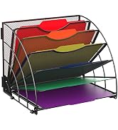 SUPEASY Fan Shaped Desk File Organizer, 6 Compartments for Filing Paper Bills, Letters, Desk Acce...