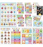 18 Educational Posters For Toddlers - Laminationed Learning Posters For Kids Ages 3-5, Abc Charts...