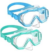 WSTOO Kids Swim Goggles with Nose Cover, HD 3-Window Vision Safe Shatterproof Lens, Anti-Fog-Leak...