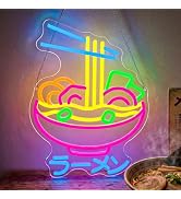 Astuddy Ramen Neon Sign Japanese Noodle LED Wall Light – USB Powered Anime Food Neon Decor with A...