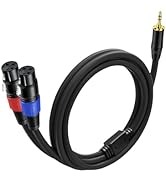 Menewstart 3.3FT-1 Pack 3.5mm TRS to 2 XLR Cable, Black, Unbalanced 1/8 TRS Male to Dual XLR Fema...