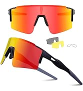 Ukoly Cycling Sunglasses for Men Women with 3 Interchangeable Lenses, Polarized Sports Sunglasses...