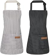XLSXEXCL 2 Pack Stripes Kids Apron, Kids Cooking Aprons with 2 Pockets, Cute Aprons for Cooking f...