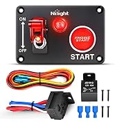 Nilight Ignition Switch Panel 12V 2 in 1 Rocker Switch with Engine Push Button Toggle Switches wi...