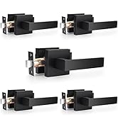 Probrico Matte Black Passage Door Levers Square Hall Closet Handles, Heavy Duty Interior Non-Lock...