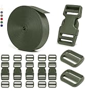 BEYOURD 1 inch Buckles and Strap Set: 10 Yards Polyester Webbing Strapping, 6 Pack Dual Adjustabl...