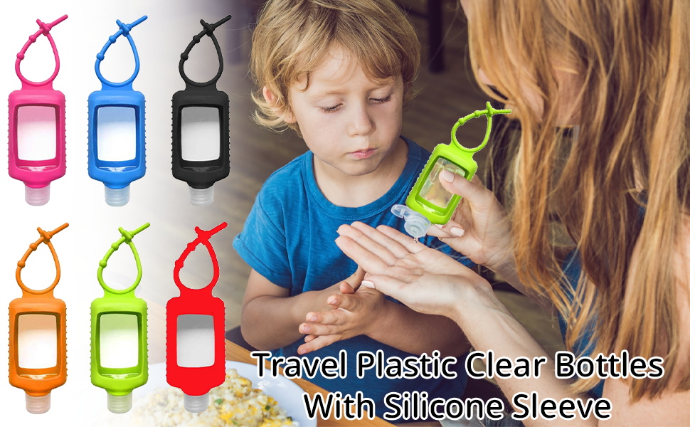 Travel Plastic Clear Bottles with Silicone Sleeve 6 Pack