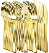 NOCCUR 400PCS Gold Silverware Disposable - Gold Plastic Silverware - Gold Plastic Cutlery Include...