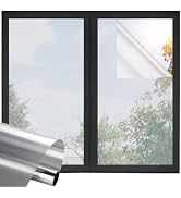 ADD.HERES Window Privacy Film One Way Daytime Privacy Static Cling, Mirror Vinyl Roll Heat Contro...