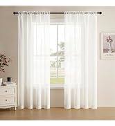 Joydeco White Sheer Curtains 63 Inch Length 2 Panels Set, Rod Pocket Long Sheer Curtains for Wind...