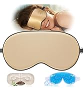 TOPOINT Silk Sleep Mask Light Blocking, 3-in-1 Cooling Heated Eye Mask for Sleeping, Includes Sil...