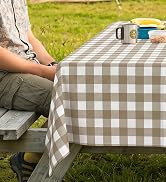 misaya 8 Packs Buffalo Disposable Table Cloth, 54 x 108 Inch Waterproof Plastic Tablecloth, Recta...