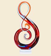 XMGZQ Multicolor Murano Glass Sculptures and Statues,Glass Music Note Statues, Hand-Blown Red Blu...