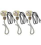 VIPMOON 3 Pack Ceiling Fan Light Switch Zing Ear ZE-109, Two-Wire Light Switch with Pull Cords fo...