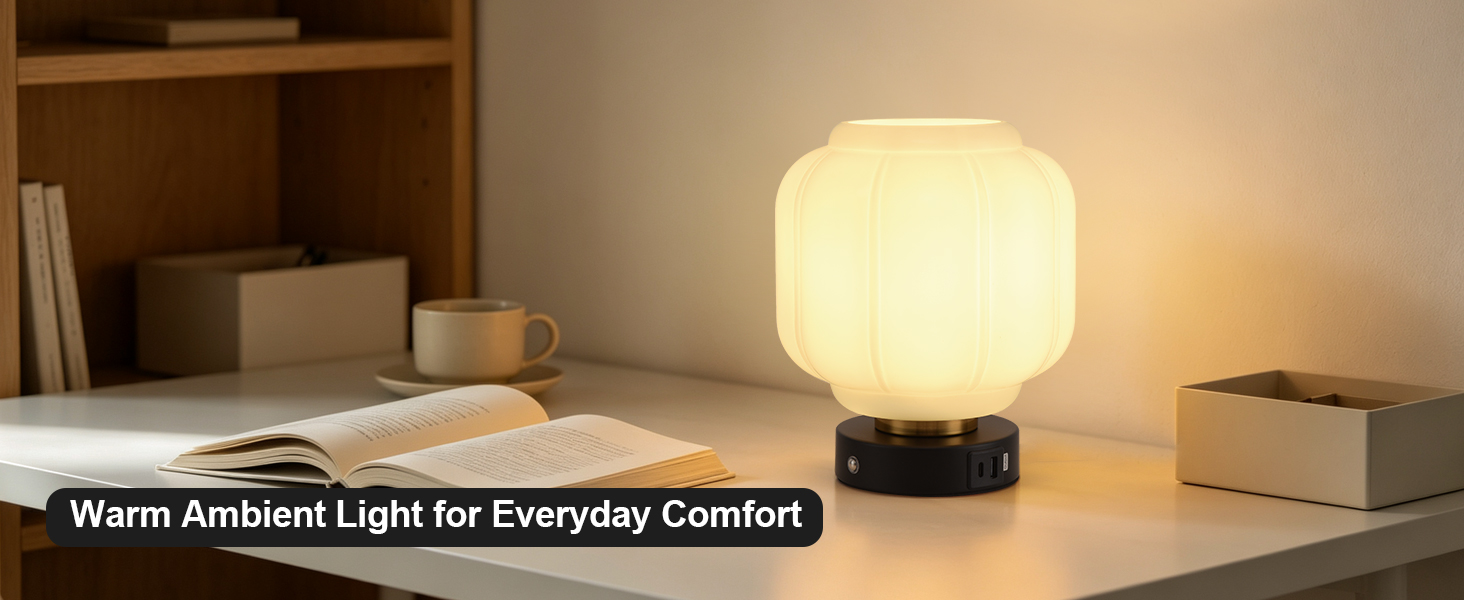 Rechargeable Table Lamp Cordless Milk Glass Bedside Lamp Small white and black