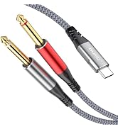 tisino USB C to 1/4 inch Audio Cable, USB C to Dual TS Mono Cable, 6.35mm TS to Type C Y-Splitter...