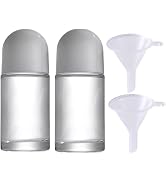 WsjiaboFux 2 Pcs 50ml/1.7oz Roll-on Deodorant Bottles Perfume Essential Oil Roller Bottles DIY Tr...