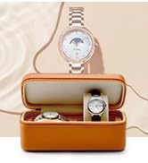 Oirlv Luxury Leather Watch for Women,Zippered 2 Slots Travel Jewelry Watches Organizer Case B005