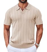 COOFANDY Mens Polo Shirts Short Sleeve V Neck Knit Shirts for Men Casual Old Money Clothes Mens G...