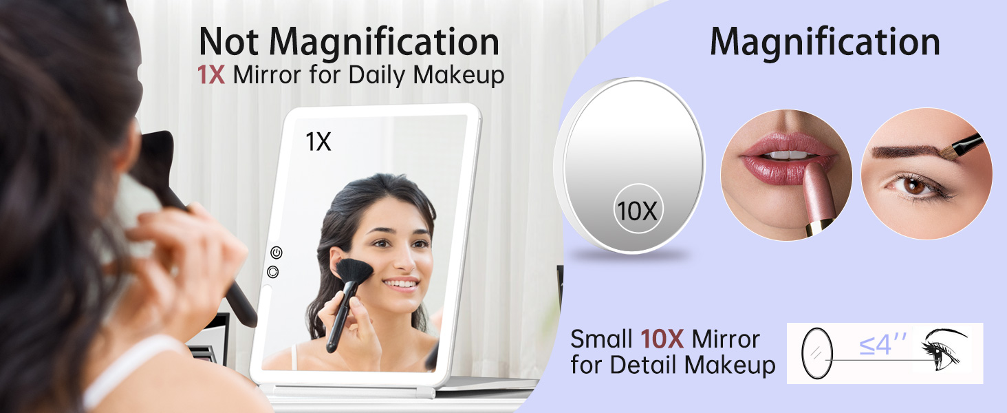 travel mirror with 10X Magnifying Mirror