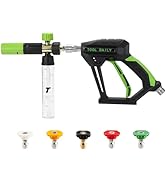 Tool Daily Short Pressure Washer Gun with Mini Foam Cannon, 5 Power Washer Spray Nozzles, 1/4” Qu...