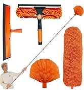 20+ Feet High Reach Duster Kit with 3-14 ft Spliceabl Pole, High Ceiling Dusting and Window Clean...