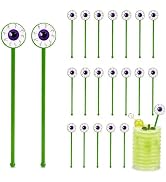 36 Purple Eyeball Cocktail Stirrers, 7.1in Halloween Swizzle Sticks | Reusable Drink Stirrers for...