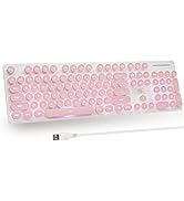 iTastatur Typewriter Keyboard 104-key Punk Gaming Retro Keyboard LED Ice Blue Backlit Cute Keyboa...