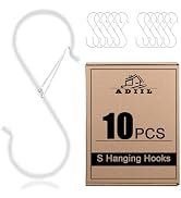 ADIIL 10 Pcs S Hooks for Hanging with Safety Buckle, Heavy Duty Metal S Shaped Closet Hooks for H...