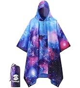 SaphiRose Extra Thick Hooded Rain Poncho Double Layer Waterproof Raincoat Jacket for Men Women Ad...