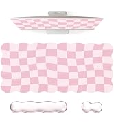 L-SPOUTTO Pink Checkered Mouse Pad Set,Scalloped XXL Desk Mat + Ergonomic Mouse Wrist Rest + Gel ...