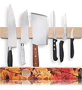 Premium 16 Inch Maple Wood Magnetic Knife Holder – Professional Wooden Magnetic Knife Strip - Spa...