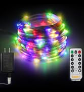 GLPE 100Ft 300 LED Fairy Lights Plug in, Multicolor String Lights Indoor Outdoor with Remote, 8 M...