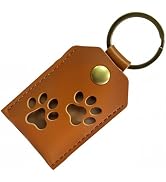 CALFOVERA PU Leather Cat Fur Keepaske Key Fob Rectangle Handmade Pet Paw Memorial Gift Keyring Do...