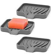 3-Pack Silicone Soap Dish, Bar Soap Holder, Soap Dishes for Bar Soap, Easy to Clean, Self Drainin...