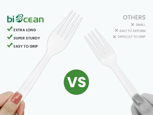 biocean no-plastic silverware set cutlery set disposable forks and spoons silverware set