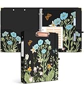 Ospelelf Binder 3 Ring 1 Inch, Floral Round Ring Clipboard Binder for Letter Size with 5 Tab Divi...