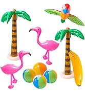 R HORSE Inflatable Palm Tree Flamingo Banana Beach Ball Parrot Beach Pool Toys for Tropical Hawai...