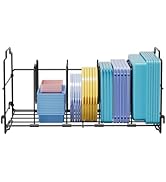 GAGUIUP Food Container Lid Organizer, Large Capacity Adjustable 4 Dividers Detachable Lid Organiz...