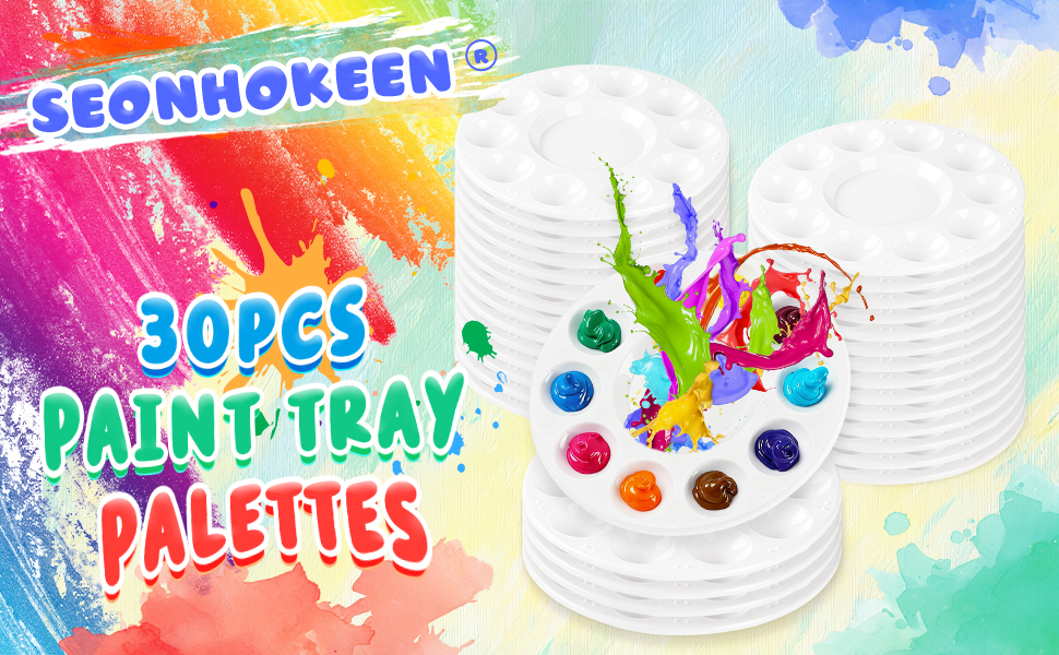 SEONHOKEEN 30PCS Paint Tray Palettes Kit