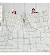 Serenhom Soft Cozy 120x120 Inches Seamless Oversized King Fleece Blanket, Line Pattern Giant Huge...