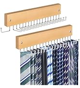 Tie Rack Belt Hanger Wall Mounted, Lomrsiul Non Slip 180 Degree Rotating Tie Organizer for Men Cl...