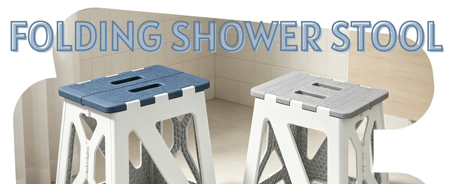 Folding Shower Stool Foldable Anti-Slip Shower Chair for Inside Shower 330lbs Waterproof Seat